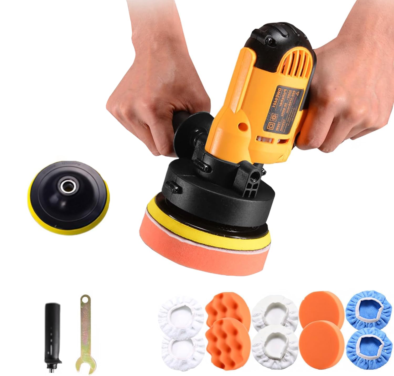 Photo 1 of CJC Buffer Polisher - 110V 600W Variable Speed Machine - Random Orbital Buffer for Floor, Car, Furniture, Metal Waxing and Polishing With Professional Buffing Kit