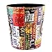 WOLFBUSH Waste Bins, European Style Retro PU Leather Wastebasket Paper Basket Trash Can Dustbin Garbage Bin Without Lid - 66 Route Pattern