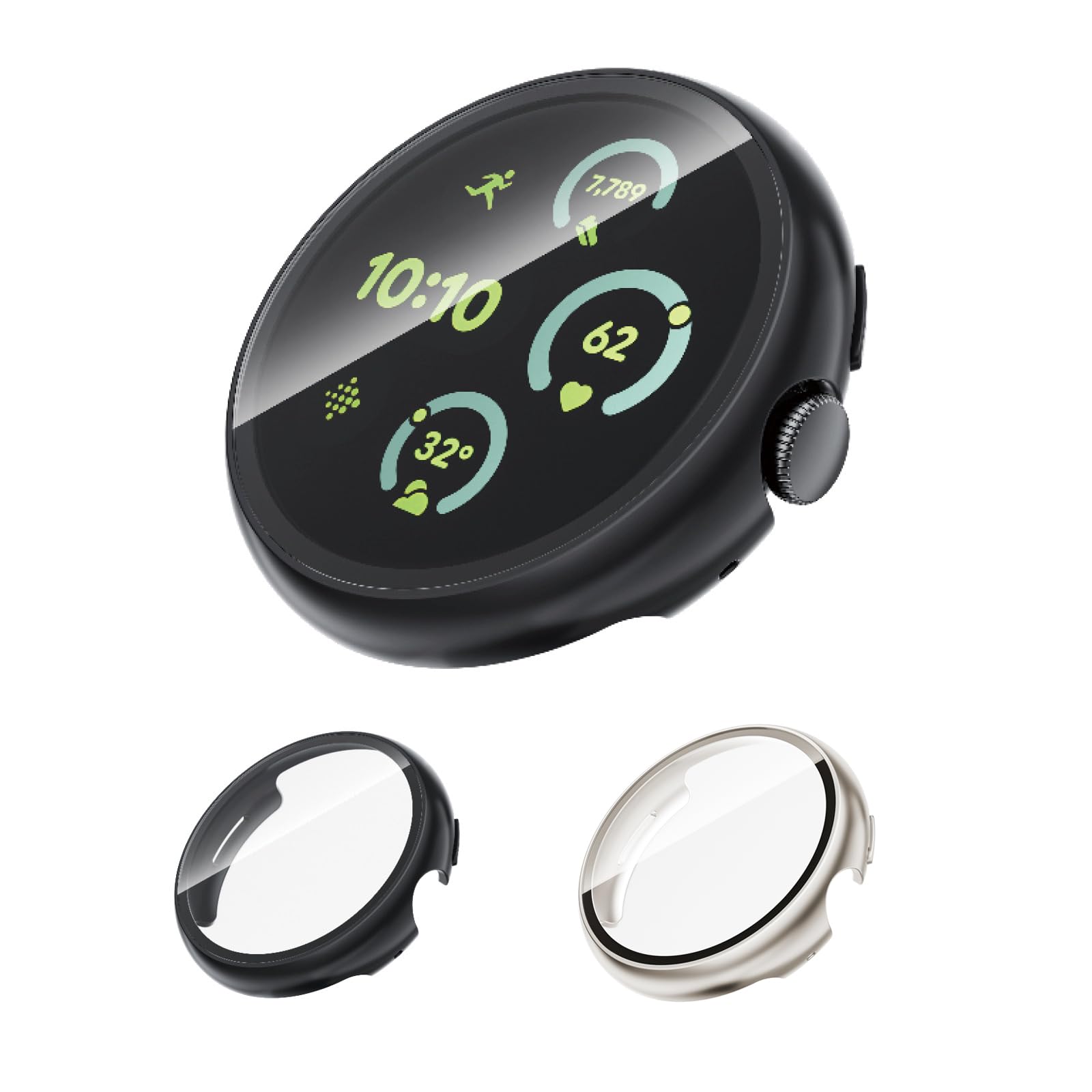 Photo 1 of 2 Pack Case with Tempered Glass for Google Pixel Watch 4 Screen Protector 41mm Women Men,Hard PC Overall Protection Scratch-Resistant Covers for Google Pixel Watch 4 Case 41mm Accessories