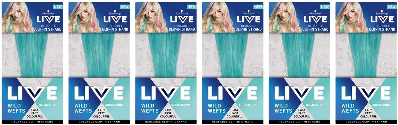 Schwarzkopf LIVE Clip In Extensions - Wild Wefts Aquamarine 18"/45 cm - Pack of 6