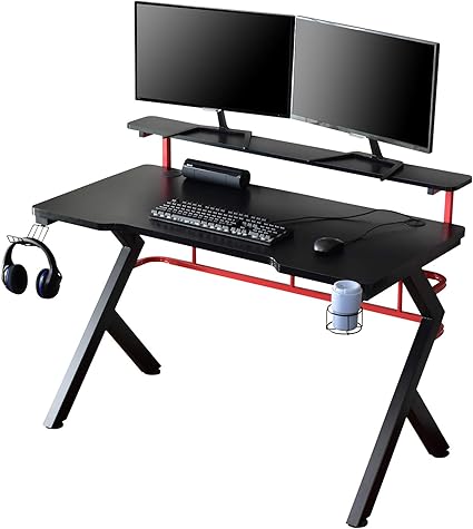 Amazon Co Jp Doris パソコンデスク Pcデスク オフィスデスク おしゃれ 机 ゲーミングデスク 棚付き 収納 コップホルダー付き イヤホンフック付き ブラック バーニング 文房具 オフィス用品