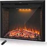 Masarflame 36'' Electric Fireplace Insert, Retro Recessed Fireplace Heater with Fire Cracking Sound, Remote Control &amp; Timer, 750/1500W, Black