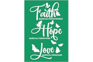 JAJADO Faith Love Family Self Adhesive Stencil Reusable Silk Screen Stencil Motivational Saying Inspirational Stencil for Painting on Wood/Mug/Clothing/Office/School/Home Decor Craft Project 8.5x11“