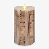 Luminara Embedded Birch Twigs Flameless LED Candle, 3.5" x 6.5", Moving Flame Real Wax Unscented, Battery Operated, Decorative Home Lighting Safe