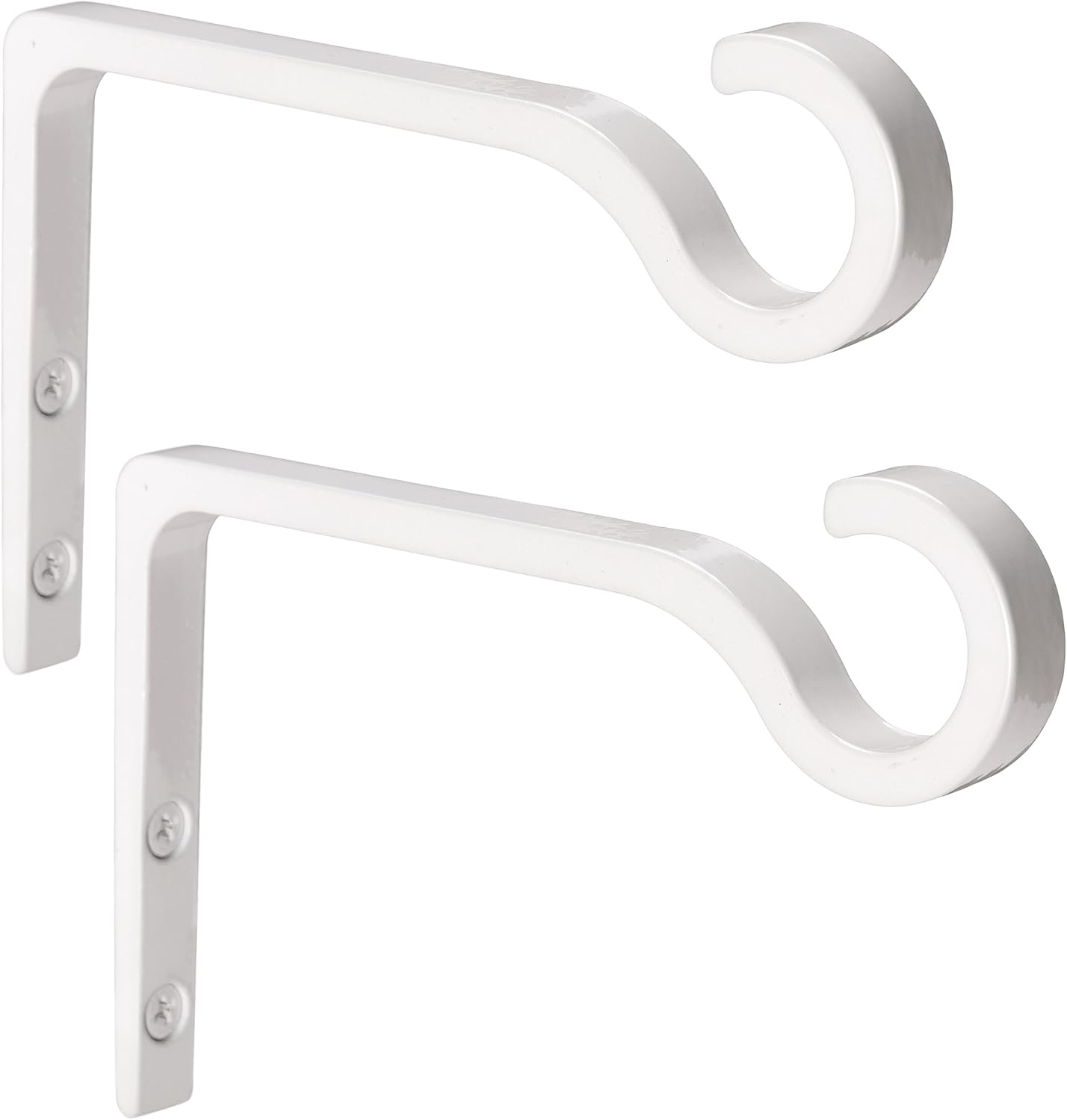 Outdoor Hanging Brackets - Monarch Abode 20050 Wall Mount Plant Hook Premium Metal Decorative Hanging Bracket for Plants Bird Feeders Planters Home Decor, Heavy Duty, 6 inch, Set of 2, Classic White