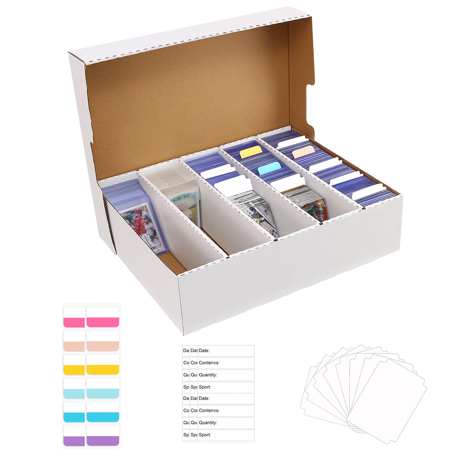 BIU-BOOM Sports Card Box 5 Row 3200 Count,Cardboard Card Storage Box with Divider Bulk Card Storage Baseball Card Boxe,Sports Cards Storage Box for Card Game Storage Box for PKMN/TCG/Magic/Mtg(1Pack)