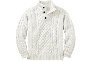 Makkrom Kids and Boys Mock Neck Pullover Sweater Long Sleeve Button Cable Knitted Jumper