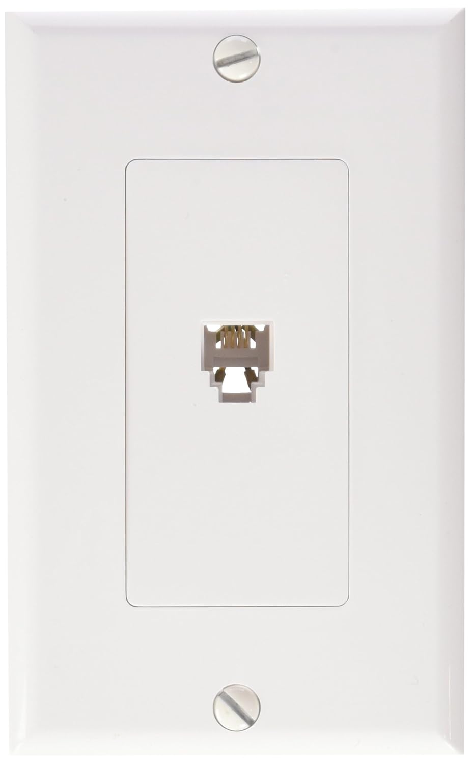 Morris 80161 Decorative Single RJ11 4 Conductor Phone Jack Wall Plate, 2 Piece, White