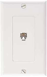 Morris 80161 Decorative Single RJ11 4 Conductor Phone Jack Wall Plate, 2 Piece, White