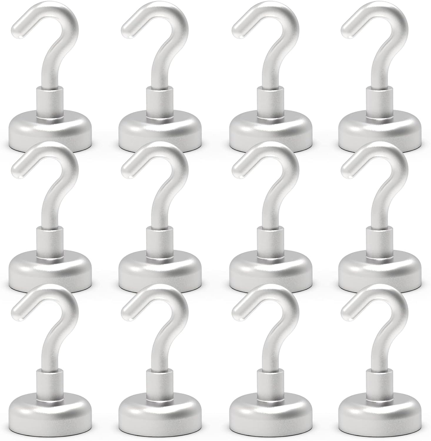 Ant Mag Magnetic Hooks for Hanging 12KG High Strength Magnet Hooks 12pcs Rare Earth Neodymium Magnets Strong for Pot Holder Grill Refrigerator Home Office Bags Workplace Traveling