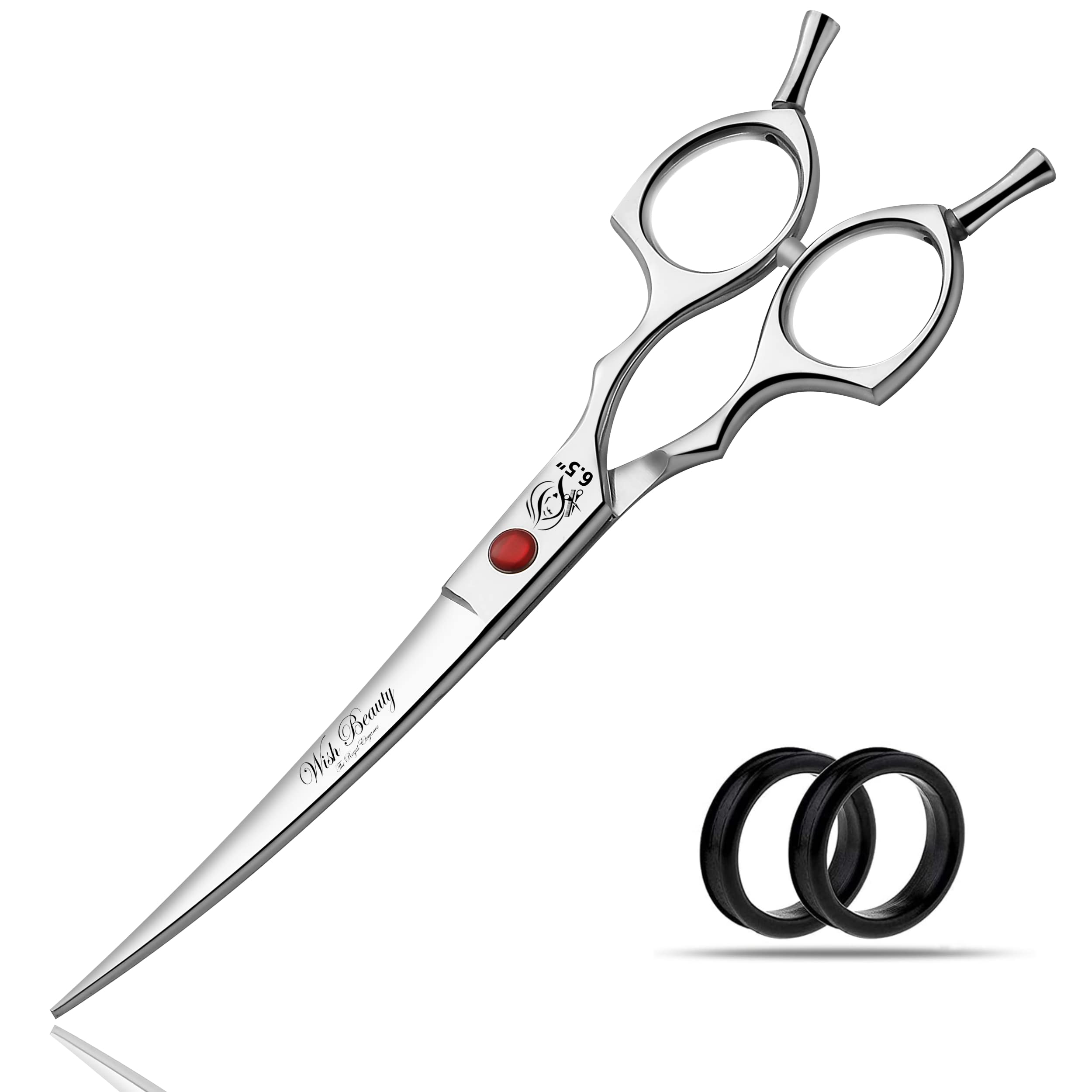 Wishbeauty Professional 6.5" Curved Dog Grooming Scissors - Premium Silver Pet Shears for Shaping & Trimming - Smooth Cutting Tool for Dogs & Cats