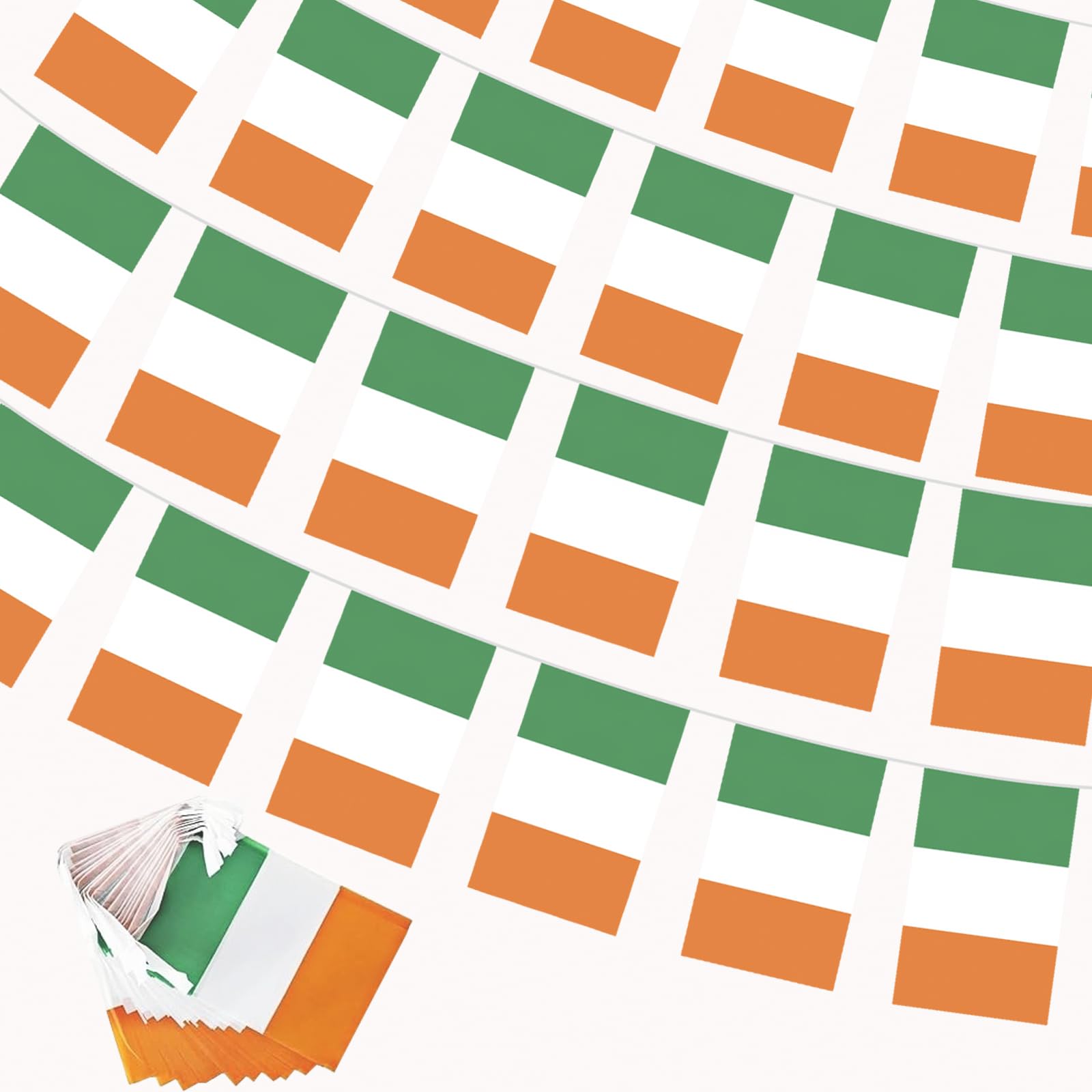 32.8ft Irish St Patricks Day Flag with 30Pcs Flags for Happy St. Patrick's Day Party Decoration and Accessories,Ireland Bunting for St Paddys Day,Six Nations Rugby Euro World Cup Football Garden,Bar