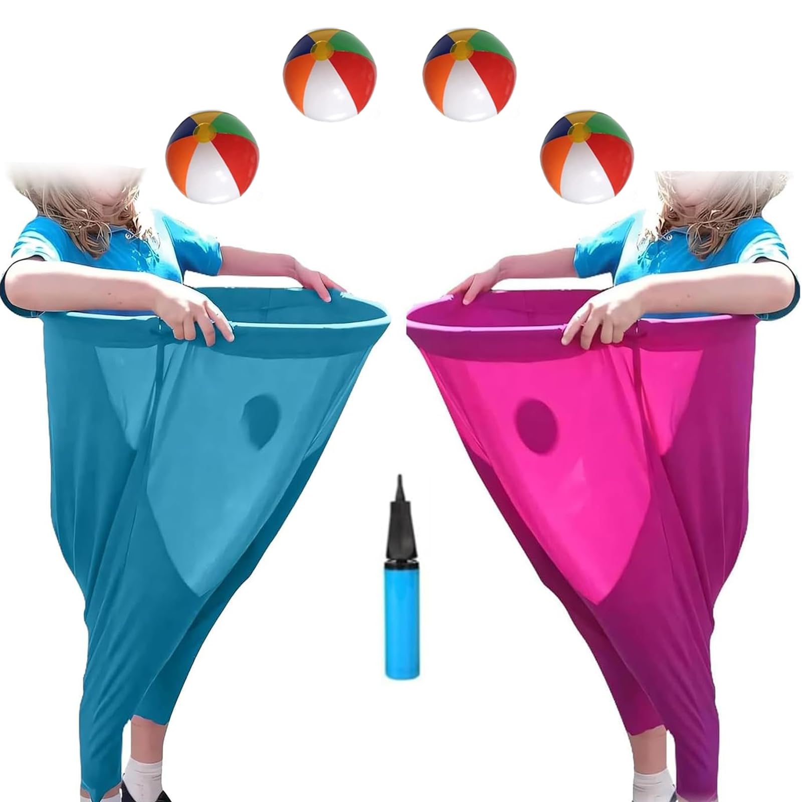 Granny Pants Yard Game Set with 2 Big Granny Pants 4 Inflatable Balls and Pump, Funny Outdoor Games for Adults and Kids, Perfect Garden Lawn Camping and Sports Day Activities