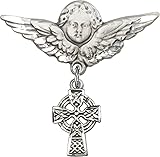 Sterling Silver Baby Badge Guardian Angel Pin with
