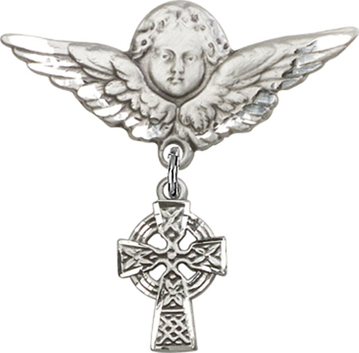 Sterling Silver Baby Badge Guardian Angel Pin with