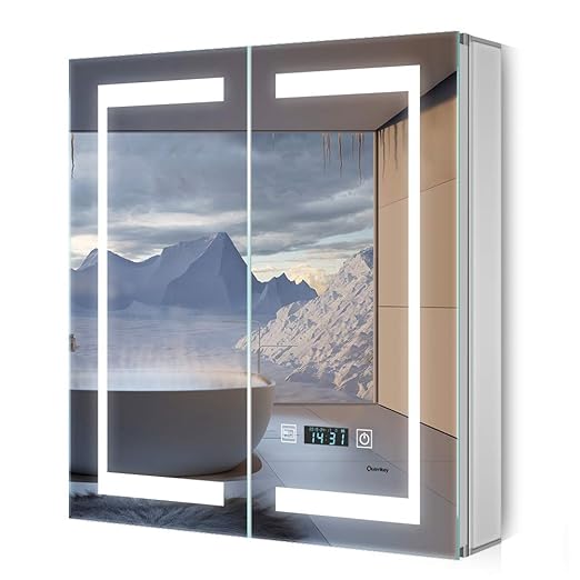 Moderner Badezimmerspiegelschrank Mit LED-Beleuchtung & Antibeschlag-Funktion - 78cm