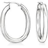 Ross-Simons Italian Sterling Silver Oval Tube Hoop Earrings