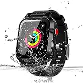 MIZUSUPI for Waterproof Apple Watch Case 40mm 45mm 44mm 42mm 41mm 38mm,IP68 Waterproof Case with Band and Screen Protector for Apple Watch Series 8 7 6 5 4 3 2 SE SE2, Full Body Rugged Protective Case