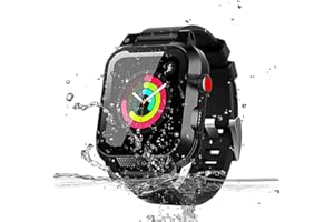 MIZUSUPI for Waterproof Apple Watch Case 40mm 45mm 44mm 42mm 41mm 38mm,IP68 Waterproof Case with Band and Screen Protector for Apple Watch Series 8 7 6 5 4 3 2 SE SE2, Full Body Rugged Protective Case
