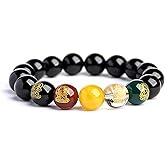 JANKINGS Vermillion Stone Feng Shui Bracelet - Five Elements Wealth and Protection Jewelry, Brings Prosperity Energy, Spiritual Gift for Men and Women (12mm Beads)