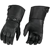 Milwaukee Leather Men's Gauntlet Motorcycle Hand Gloves-Black Leather Long Cuff Snap Closure Thermal Lined-SH264
