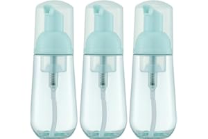Owlyee 2oz Foam Bottle, Empty Travel Foaming Pump Dispenser for Hand Soap, Lash Cleanser, Shampoo (3PCS, Transparent Green)