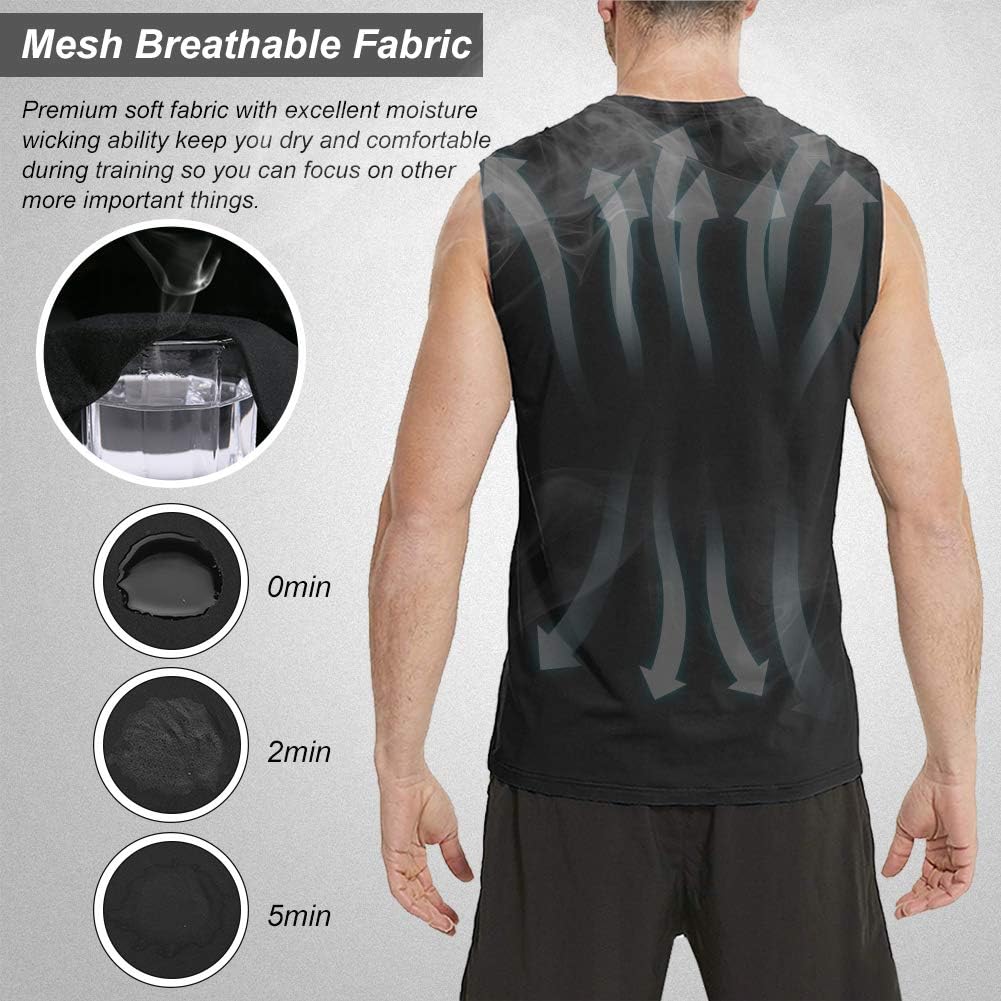 MeetHoo Tank Tops for Men, Workout Sleeveless T Shirts Gym Tank Tee Muscle Bodybuilding Fitness Undershirt: Clothing