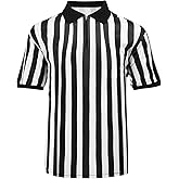 Men’s Referee Shirt Zipper Official Ref Shirt Costume Umpire Jersey for Womens Football Halloween Uniform