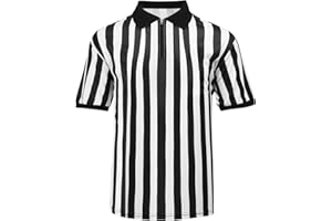 VKT Men’s Referee Shirt Zipper Official Ref Shirt Costume Umpire Jersey for Womens Football Halloween Uniform