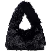 SHENHE Women's Fuzzy Faux Fur Crescent Shoulder Bag Plush Purse Underarm Handbag Hobo Tote