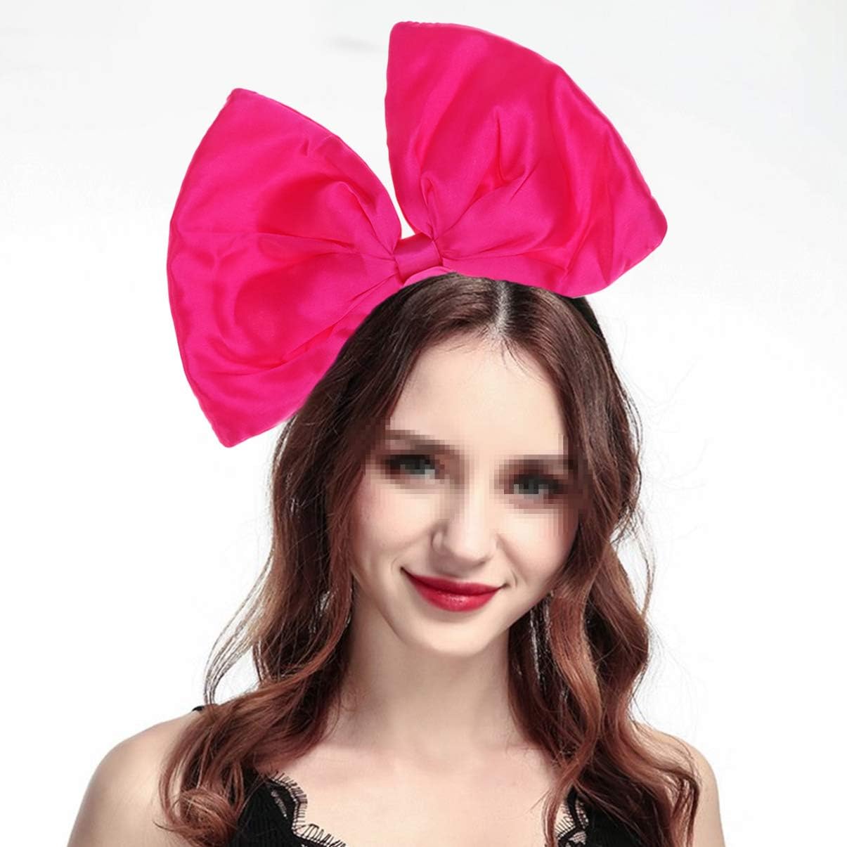 Lurrose Huge Bow Headband Large Bowknot Hairband Halloween and Christmas Party Hair Accessories for Woman Girl (Rosy) - Image 5