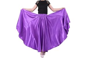SANCAN Professional Girls Belly Latin Dance Training Skirt - Dance-Specific Full Flowy Circle Ankle-Length with Elastic Waist