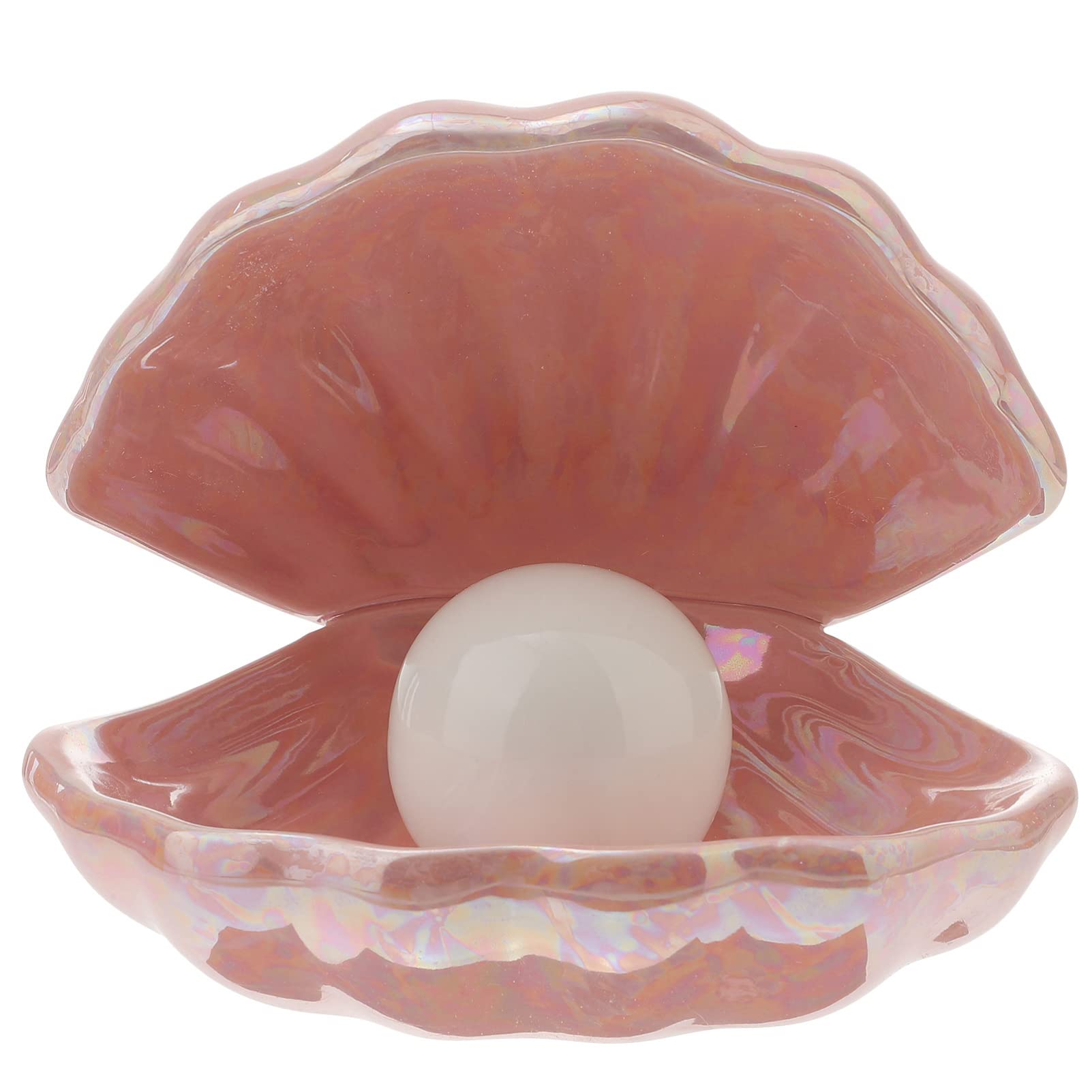 Homoyoyo Shell Lamp, Pearl Lamp, Shell with Pearl, Night Light, Light Ceramics Design Night Light Desktop Ornament Bedside for Bedroom Living Room (Pink)