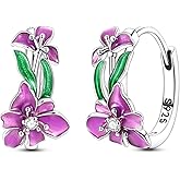 LAZA 925 Sterling Silver Hoop Earrings for Women, Hypoallergenic Huggie Butterfly Dangle Drop Earrings Colorful Flower Earrings Jewelry Gifts