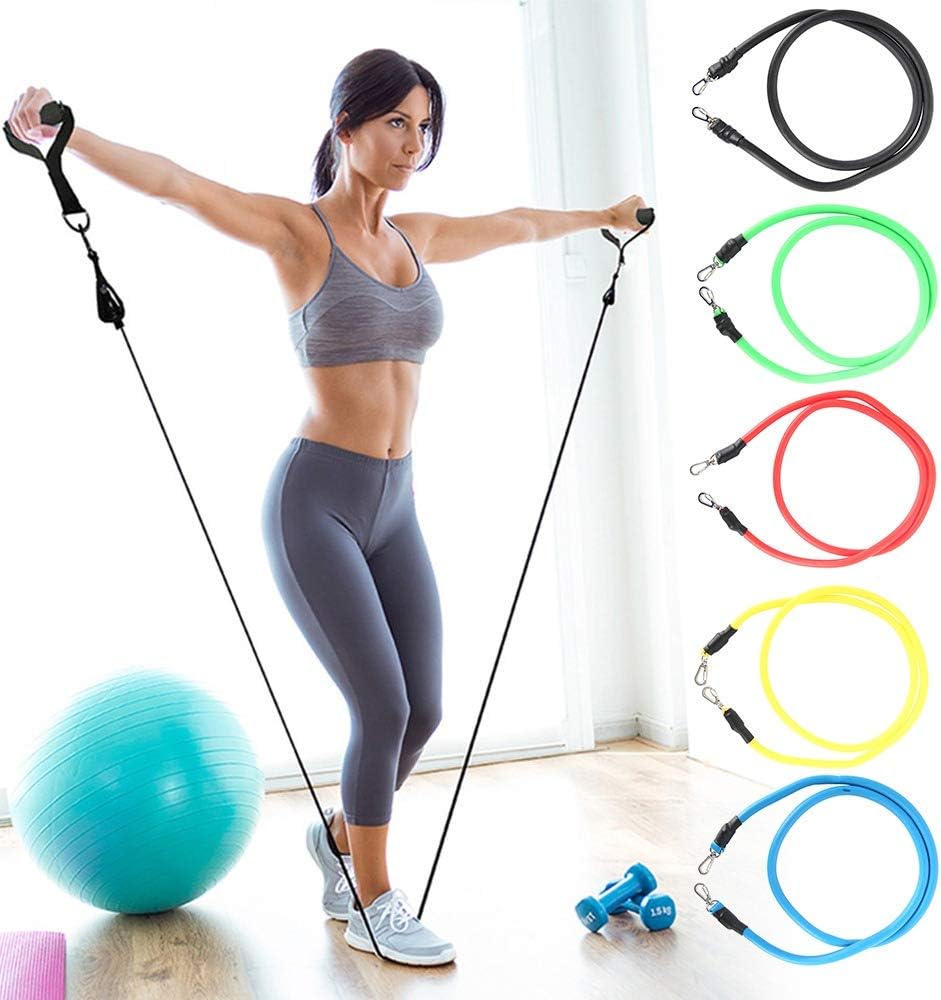 11 Piece Resistance Band Set Pull Rope, Household Pull Rope with Exercise Tube Bands with Handles,Fitness Resistance Bands