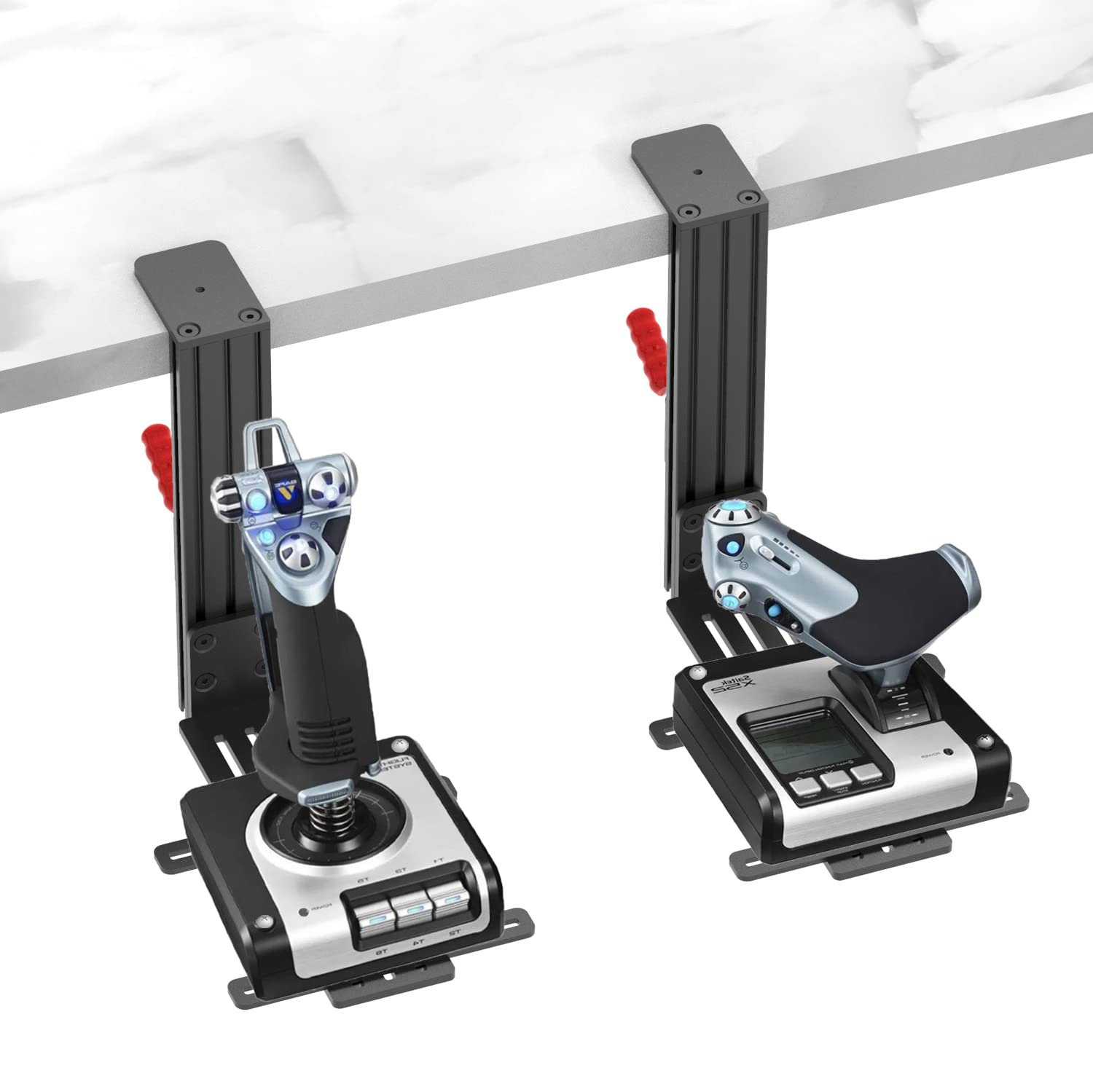 Hikig 2 Pack Desk Mount Hotas Mount Joystick Mount Compatible With Logitech X52/X52 Pro/X56/X56 Rhino Hotas, Thrustmaster T. Flight Hotas/T.16000M FCS/TCA Officer Pack Airbus Edition, VKB Hotas Mount