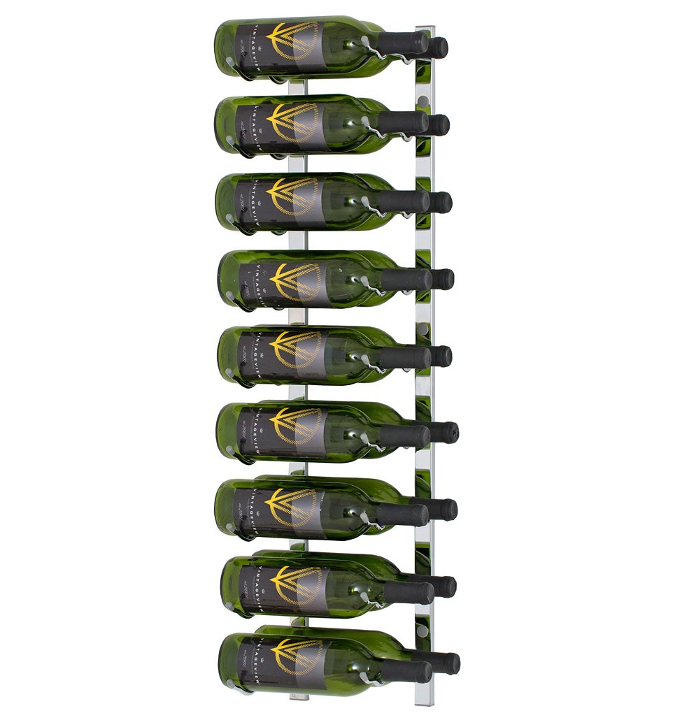 VintageView Wall Series 3 Wall Mounted Metal Wine Rack (915mm, 18 Bottles, Chrome)
