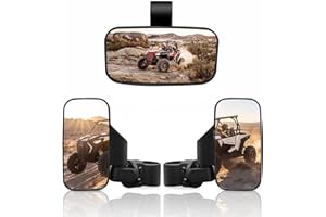 RANSOTO UTV Side Rear view Mirror And Center Mirror for 1.6" to 2" Bar Compatible with Polaris RZR Ranger Can-Am Maverick Commander Yamaha Rhino Kawasaki Teryx Honda Pioneer Talon Arctic Cat ZForce