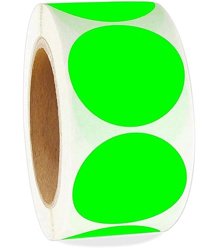 500 Fluorescent Yellow Dot Stickers - 2 Inch Round Color Coding Labels | Permanent Adhesive