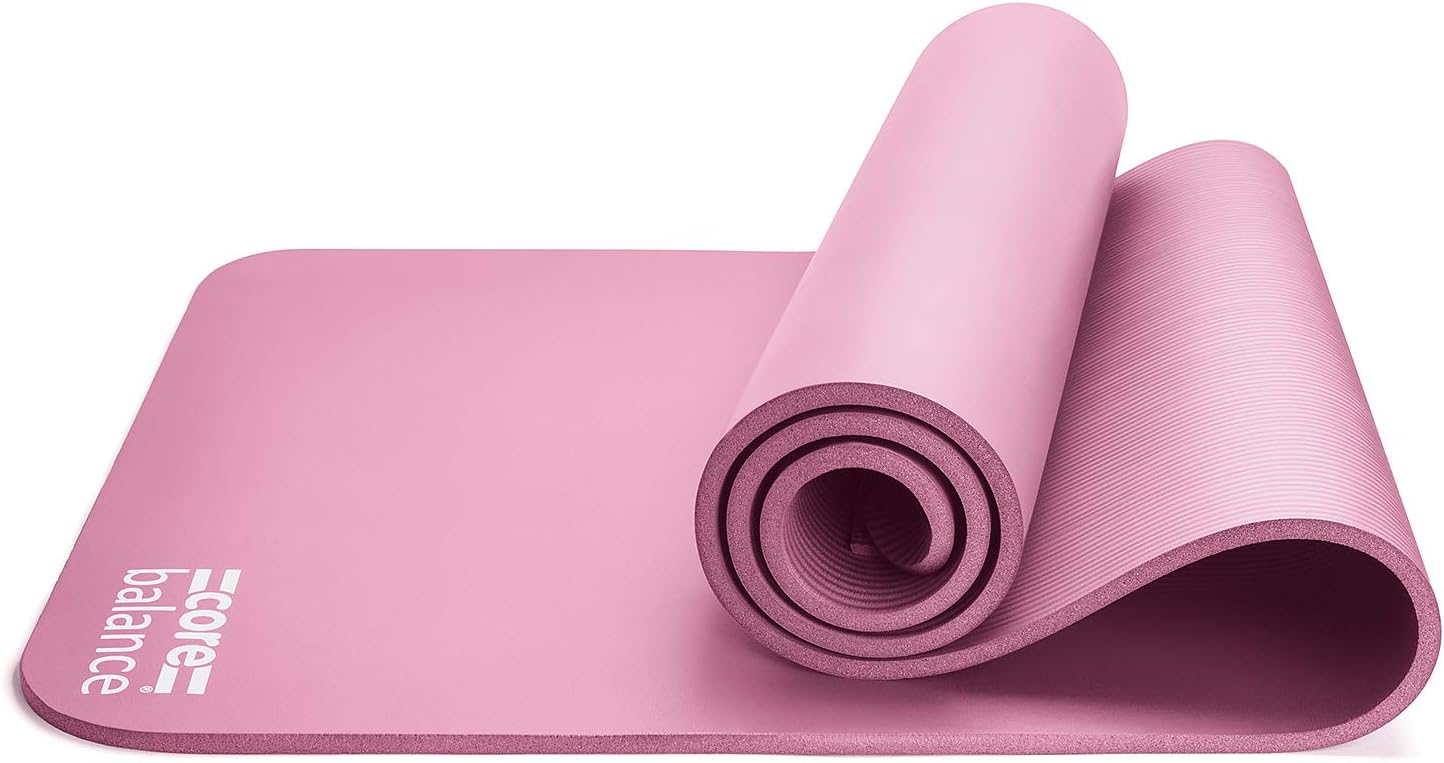 Core Balance Pilates Mat, Extra Thick Foam 10mm, Non Slip, Exercise Fitness Yoga, Compact Lightweight With Carry Strap, 183cm x 60cm x 1cm