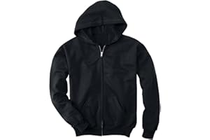 Hanes Boys' EcoSmart Full Zip Hooded Jacket, Black, Large
