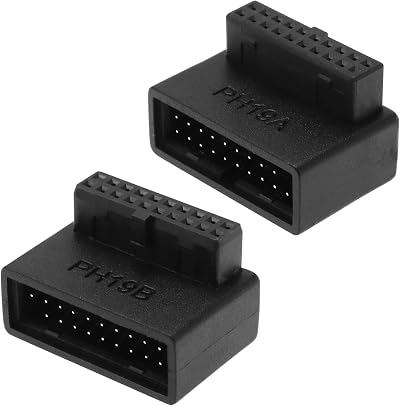 ECSiNG 2PCS USB 3.0 19/20 Pin 90 Degree Adapter Male to Female L Turn Right
