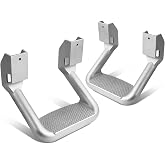 DNA MOTORING Pair Aluminum Side Hoop Steps Universal Side Step Compatible With Chevy GMC Dodge Pickup Trucks SUVs, 11"L x 6"H x 12"W, 2 Pcs, Silver, SSTEP-SS