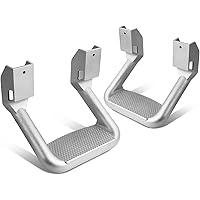 DNA MOTORING Pair Aluminum Side Hoop Steps Universal Side Step Compatible with Chevy GMC Dodge Pickup Trucks SUVs, 11" L x 6"