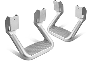 DNA MOTORING Pair Aluminum Side Hoop Steps Universal Side Step Compatible with Chevy GMC Dodge Pickup Trucks SUVs, 11" L x 6"