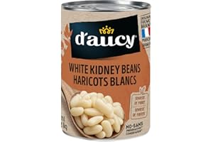 D'Aucy White Kidney Beans, Canned Vegetables, Source of Fibre, No Preservatives, Tasty Legumes, 398ml