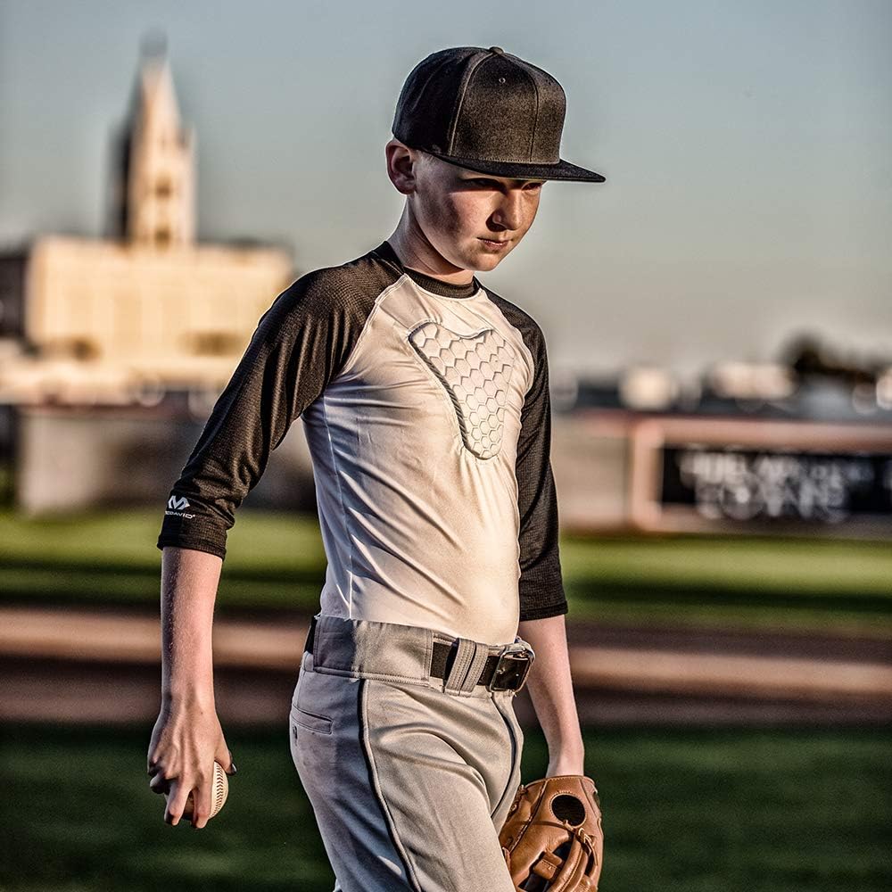McDavid Youth HEX Chest Protector, Heart-Guard, Sternum Protection – Raglan Style ¾ Length Long Sleeves - Padded Shirt for Baseball, Football, Lacrosse and Goalies - Youth Sizes : Sports & Outdoors
