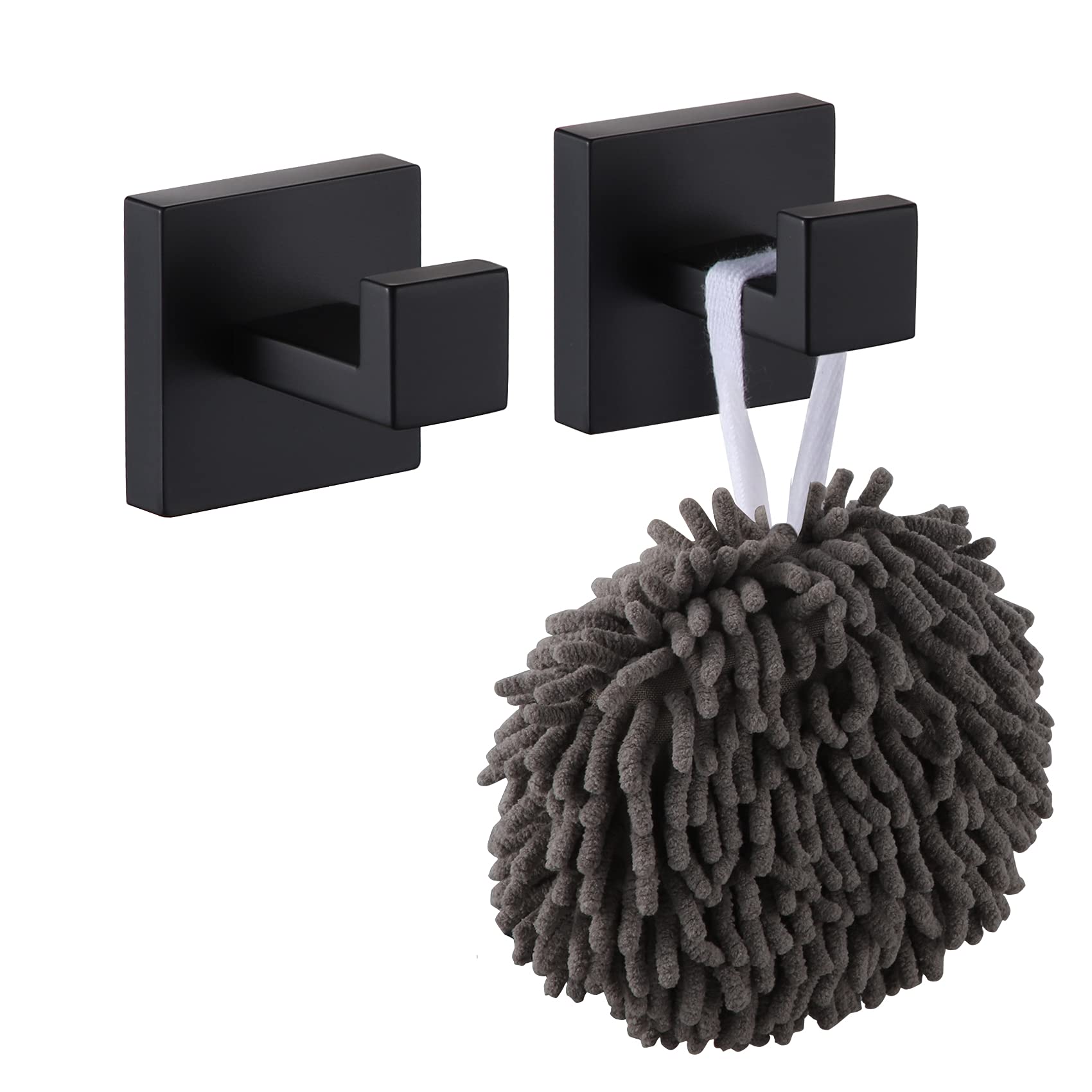 KOKOSIRI Coat Hooks for Wall Bathroom Towel Hook Black Coat Hook Robe Hook Garage Heavy Duty Wall Mounted, Stainless Steel, B1010BK-P2 — image 1