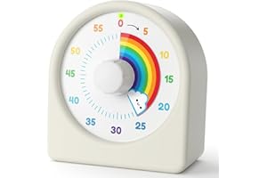 LIORQUE 60 Minute Visual Timer for Kids, Rechargeable Visual Countdown Timer Clock Kids Timer for Classroom, Desk Pomodoro Timer with 'Rainbow' Pattern Design and Magnetic Back