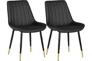 HOMCOM Dining Chairs Set of 2, Modern Kitchen Chair with PU Leather Upholstery and Steel Legs, Accent Chairs for Living Room,